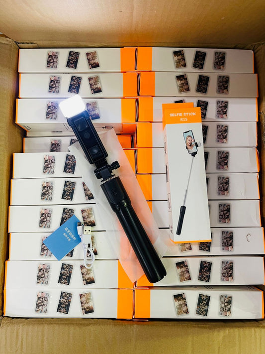 R1s Bluetooth Selfie Sticks with Remote and Selfie Light, 3-in-1 Multifunctional Selfie Stick Tripod Stand Compatible with iPhone/OnePlus/Samsung/Realme & All Smartphones/Go Pro (Black)