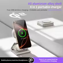 Full Aluminum Alloy Qi2 Foldable Fast Magnetic Wireless Charger Stand for Samsung/iPhone16 15 14 13 Apple Watch Airpods Pro