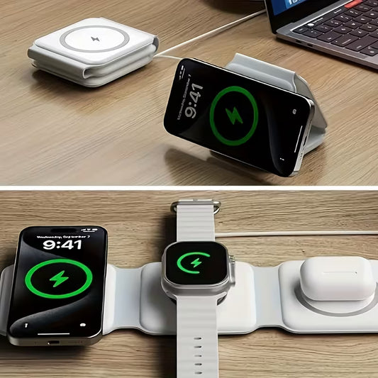 3 in 1 charging station suitable for iphone 16 15 14 13 12 series travel charger for multiple devices wireless charger magnetic charging compatible with watch s10 series