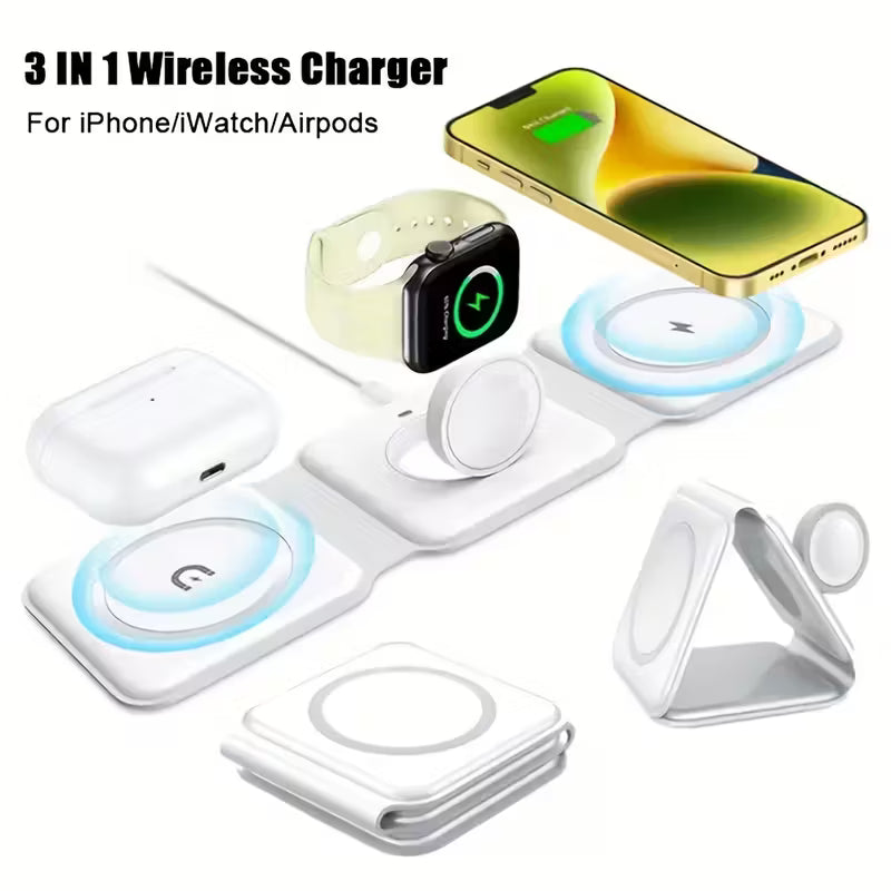 3 in 1 charging station suitable for iphone 16 15 14 13 12 series travel charger for multiple devices wireless charger magnetic charging compatible with watch s10 series