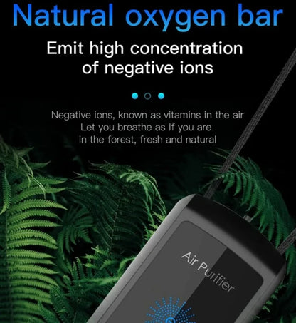 20 Million Negative Personal Wearable Mini Hanging Neck Air Purifier, Stylish Personal Wearable Portable Necklace Air Purifier Negative Ion Generator Black For School Kids