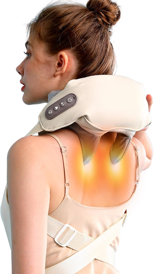 New Upgraded 4D Kneading Technique Hands Free Pro Shiatsu Cervical Massage Belt Neck Shoulder Massager for Pain Relief Deep Tissue