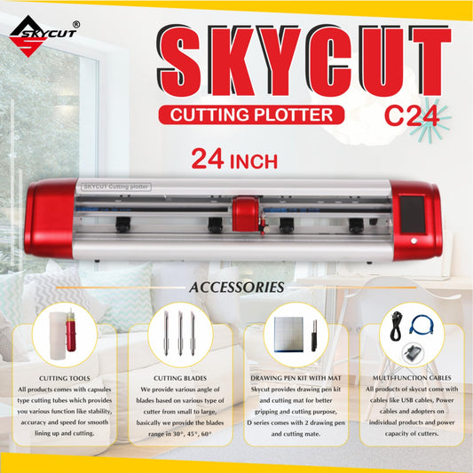 SKYCUT Cutting Plotter C24 with accessories on a white background
