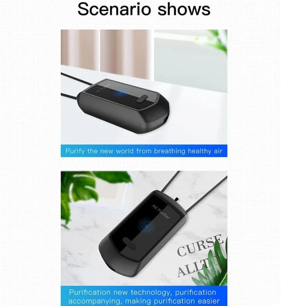 20 Million Negative Personal Wearable Mini Hanging Neck Air Purifier, Stylish Personal Wearable Portable Necklace Air Purifier Negative Ion Generator Black For School Kids