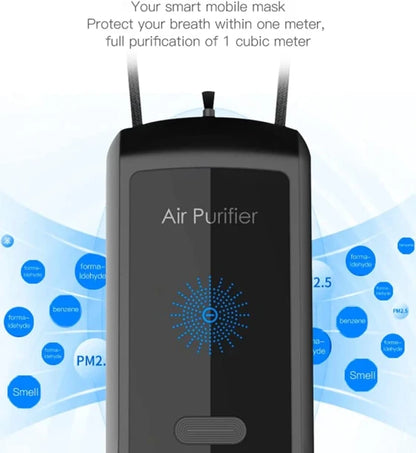 20 Million Negative Personal Wearable Mini Hanging Neck Air Purifier, Stylish Personal Wearable Portable Necklace Air Purifier Negative Ion Generator Black For School Kids