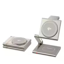 Full Aluminum Alloy Qi2 Foldable Fast Magnetic Wireless Charger Stand for Samsung/iPhone16 15 14 13 Apple Watch Airpods Pro