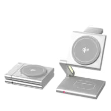 Full Aluminum Alloy Qi2 Foldable Fast Magnetic Wireless Charger Stand for Samsung/iPhone16 15 14 13 Apple Watch Airpods Pro