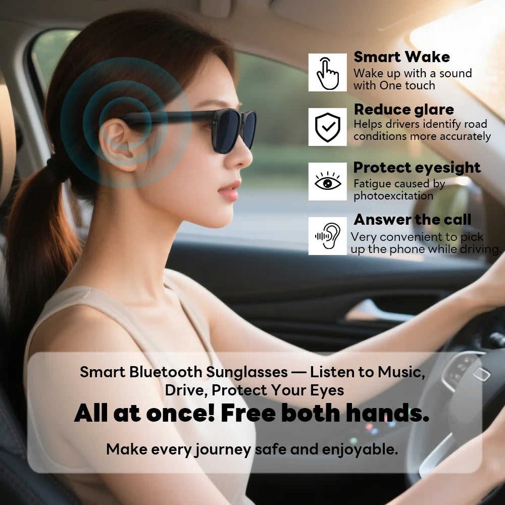 LAXASFIT New Men's Smart Glasses Women's Bluetooth Glasses Voice Call Control Music UV Polarized Sunglasses - AliExpress 44