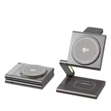 Full Aluminum Alloy Qi2 Foldable Fast Magnetic Wireless Charger Stand for Samsung/iPhone16 15 14 13 Apple Watch Airpods Pro