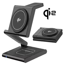 Full Aluminum Alloy Qi2 Foldable Fast Magnetic Wireless Charger Stand for Samsung/iPhone16 15 14 13 Apple Watch Airpods Pro