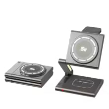 Full Aluminum Alloy Qi2 Foldable Fast Magnetic Wireless Charger Stand for Samsung/iPhone16 15 14 13 Apple Watch Airpods Pro