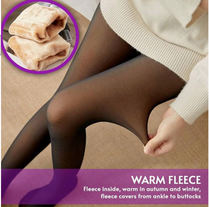 Winter Warm Leggings Women Fleece Lined Tights Insulated Thermal Stockings Sexy Translucent Sock Pants Pantyhose Leggings