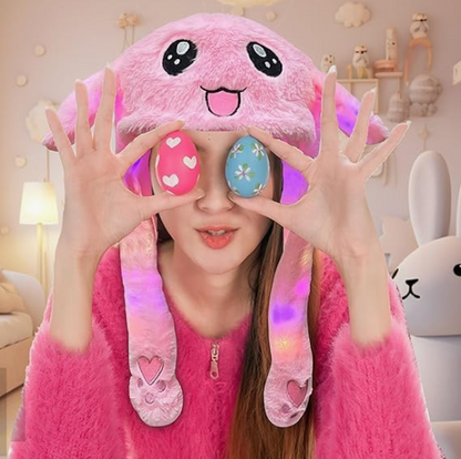 Women's Jumping Plush Rabbit Bunny Jumping Cap Hat Funny LED Glowing with Moving Ears Sound, Cute Cartoon Design, for Women Girls Cap, Cosplay Party Holiday Hat, Headwear Birthday Christmas Xmas Gifts, Holiday Daily Party Festival Supplies