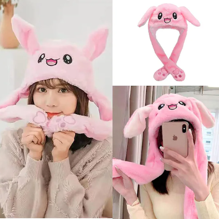 Women's Jumping Plush Rabbit Bunny Jumping Cap Hat Funny LED Glowing with Moving Ears Sound, Cute Cartoon Design, for Women Girls Cap, Cosplay Party Holiday Hat, Headwear Birthday Christmas Xmas Gifts, Holiday Daily Party Festival Supplies