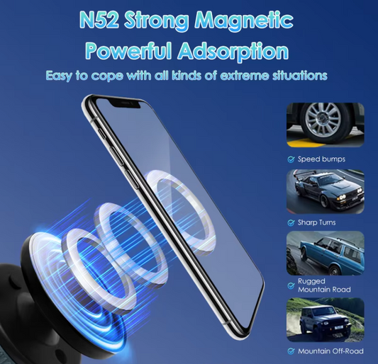 New Upgraded 360° Rotating Magnetic Universal Phone Holder, Vacuum + Magnetic Anti-Vibration Car Mount, Suitable for Kitchen, Desktop, Office, Fitness, Travel, Car - Aluminum Alloy + PC + ABS + TPU, Suitable For Mirror Plastic Glass Metal Ceramic