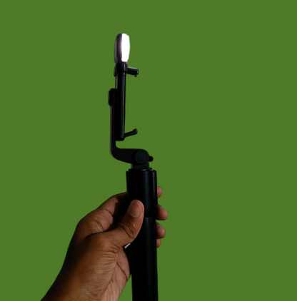 R1s Bluetooth Selfie Sticks with Remote and Selfie Light, 3-in-1 Multifunctional Selfie Stick Tripod Stand Compatible with iPhone/OnePlus/Samsung/Realme & All Smartphones/Go Pro (Black)