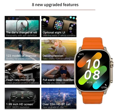 T800 Ultra Smart Watch Men 49mm Series 8 AMOLED Screen NFC Compass Waterproof For Apple Watch IWO Ultra 9 Smartwatch