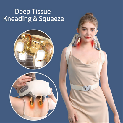 New Upgraded 4D Kneading Technique Hands Free Pro Shiatsu Cervical Massage Belt Neck Shoulder Massager for Pain Relief Deep Tissue