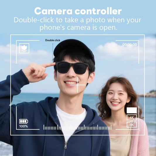 LAXASFIT New Men's Smart Glasses Women's Bluetooth Glasses Voice Call Control Music UV Polarized Sunglasses