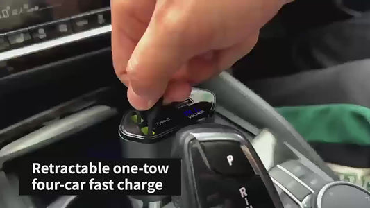 4 in 1 120W Car Charger Retractable Car Cigarette Lighter Adapter USB Type C Fast Charger Cable For IPhone Xiaomi Huawei Samsung